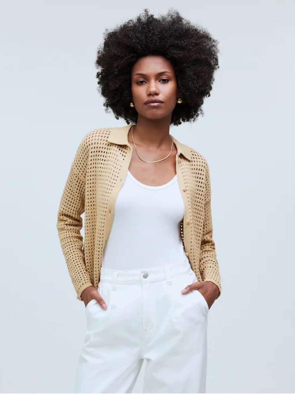 Madewell open stitch polo cardigan sweater EUC - Picture 4 of 6